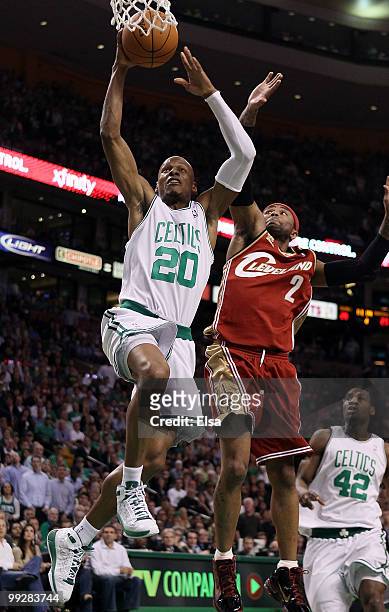 Ray Allen of the Boston Celtics takes a shot as Mo Williams of the Cleveland Cavaliers defends during Game Six of the Eastern Conference Semifinals...