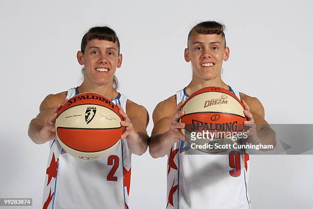 Kelly Miller and Coco Miller of the Atlanta Dream pose during Media Day at Philips Arena on May 13, 2010 in Atlanta, Georgia. NOTE TO USER: User...