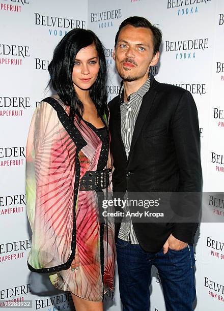 Leigh Lezark of The MisShapes and designer Matthew Williamson attend the Belvedere Pink Grapefruit launch party at The Belvedere Pink Grapefruit...