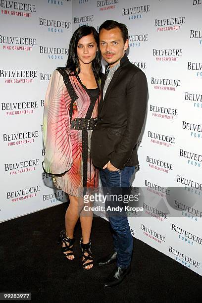 Leigh Lezark of The MisShapes and designer Matthew Williamson attend the Belvedere Pink Grapefruit launch party at The Belvedere Pink Grapefruit...