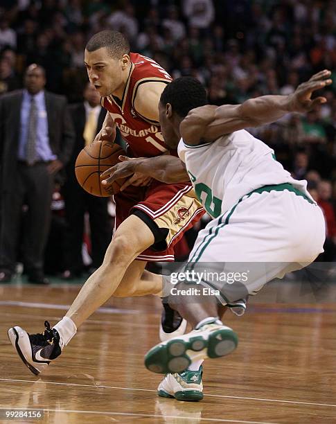 Anthony Parker of the Cleveland Cavaliers tries to keep the ball from Tony Allen of the Boston Celtics during Game Six of the Eastern Conference...