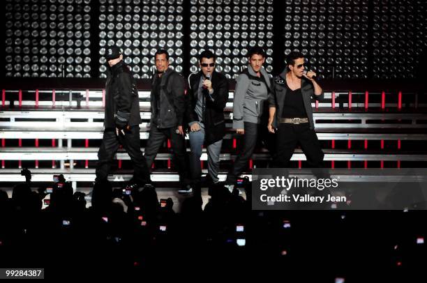 Donnie Wahlberg, Danny Wood, Jordan Knight, Jonathan Knight and Joey McIntyre of New Kids on the Block perform at Fillmore Miami Beach on May 13,...