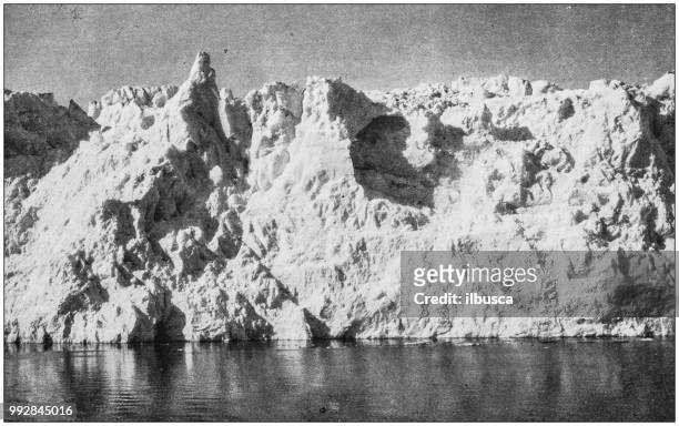 antique photograph of america's famous landscapes: muir glacier, alaska - alaska stock illustrations