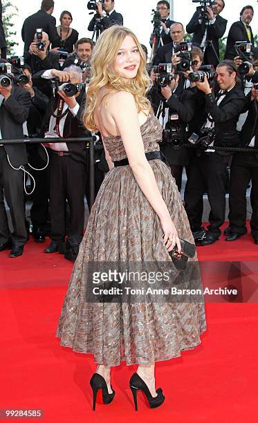 Actrice Lea Seydoux attends the Premiere of 'On Tour' at the Palais des Festivals during the 63rd Annual International Cannes Film Festival on May...
