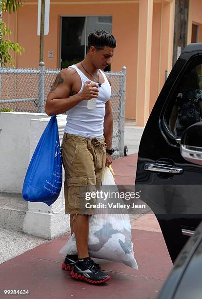 Paul "Pauly D" DelVecchio is seen going to the laundry on May 13, 2010 in Miami Beach, Florida.