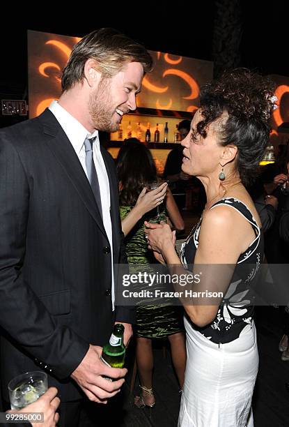 Actors Chris Hemsworth and Rena Owen attend Australians In Film's 2010 Breakthrough Awards held at Thompson Beverly Hills on May 13, 2010 in Beverly...