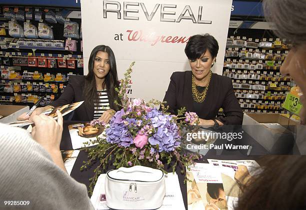 Kourtney Kardashian and Kris Jenner attend the Rejuvicare launch at Walgreens on May 13, 2010 in Lake Bluff, Illinois.