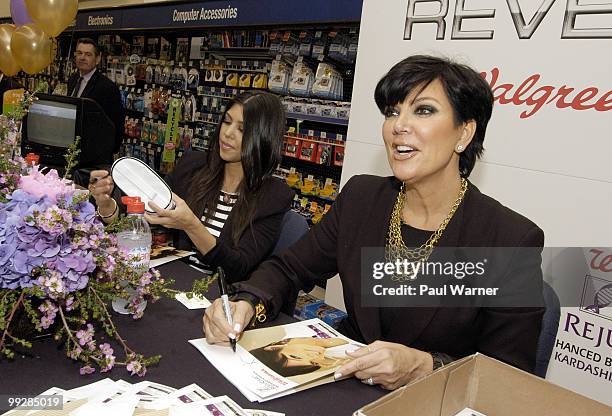 Kourtney Kardashian and Kris Jenner attend the Rejuvicare launch at Walgreens on May 13, 2010 in Lake Bluff, Illinois.