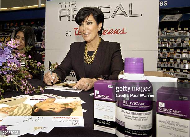 Kourtney Kardashian and Kris Jenner attend the Rejuvicare launch at Walgreens on May 13, 2010 in Lake Bluff, Illinois.