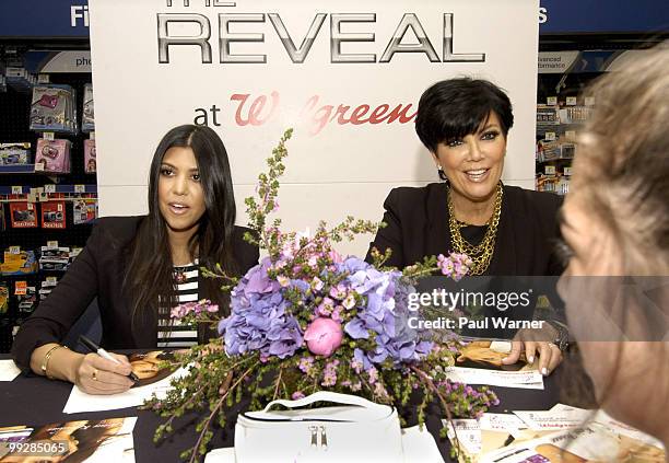 Kourtney Kardashian and Kris Jenner attend the Rejuvicare launch at Walgreens on May 13, 2010 in Lake Bluff, Illinois.