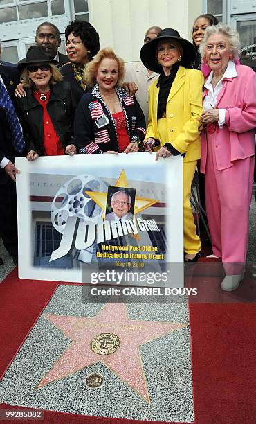 Actress Angie Dickinson, Congresswoman Diane Watson, actresses Ann Rutherford and Anne Jeffreys unveil a star in front of the Hollywood Station Post...