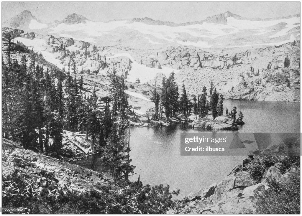 Antique photograph of America's famous landscapes: Heather Lake, Lake Tahoe