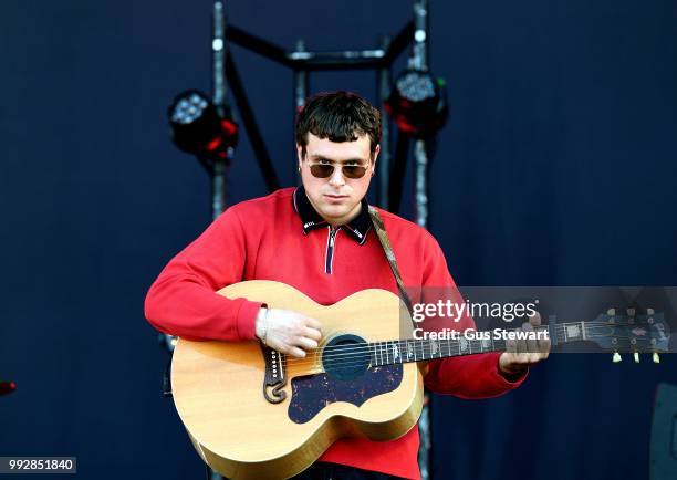 Johnny Took O'Dell of DMA's performs on stage at Finsbury Park on June 29, 2018 in London, England.