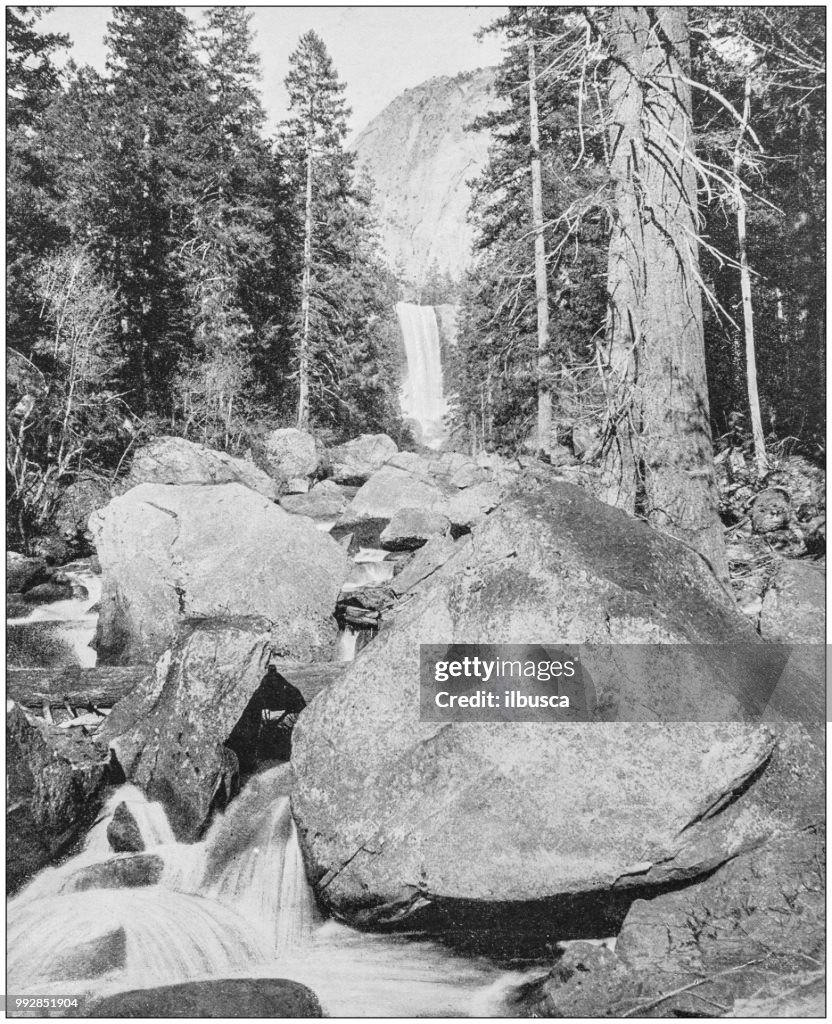 Antique photograph of America's famous landscapes: Vernal Falls, Yosemite
