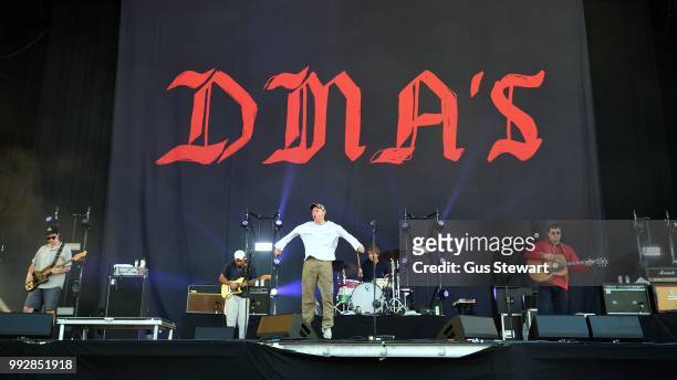 Tommy O'Dell of DMA's performs on stage at Finsbury Park on June 29, 2018 in London, England.
