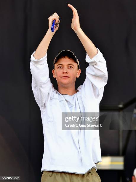 Tommy O'Dell of DMA's performs on stage at Finsbury Park on June 29, 2018 in London, England.