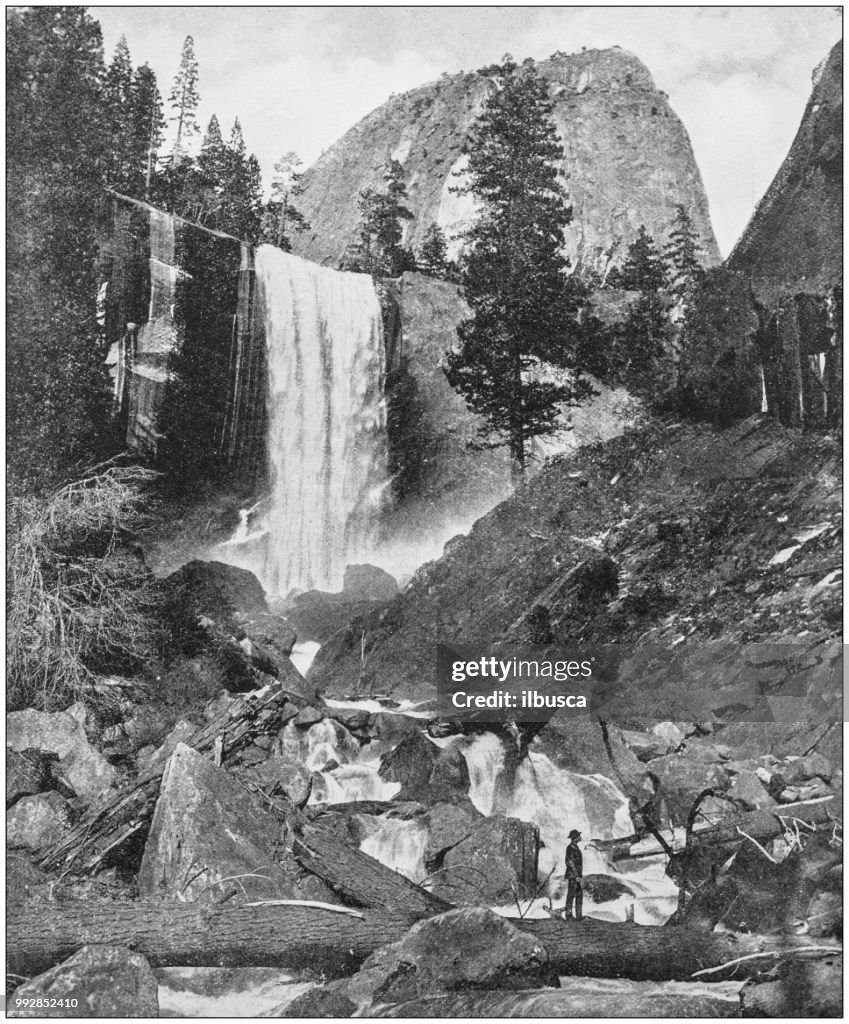 Antique photograph of America's famous landscapes: Vernal Falls, Lady Franklin Rock, Yosemite