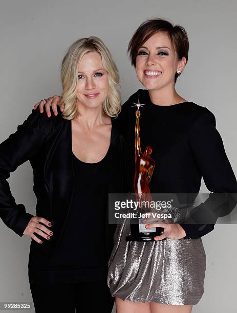 Actress Jennie Garth and award winner Jessica Stroup pose for a portrait during the 12th annual Young Hollywood Awards sponsored by JC Penney , Mark....