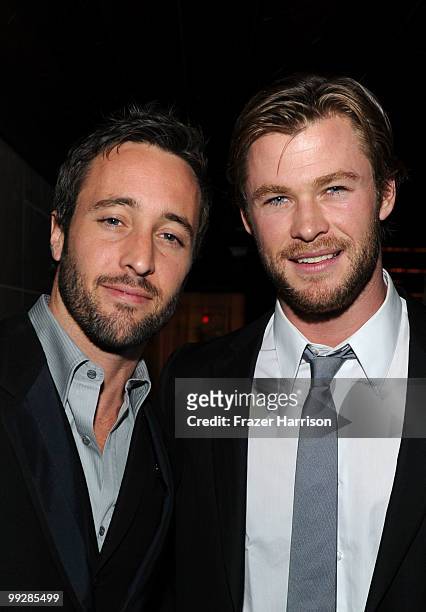 Actors Alex O`Loughlin and Chris Hemsworth attend Australians In Film's 2010 Breakthrough Awards held at Thompson Beverly Hills on May 13, 2010 in...