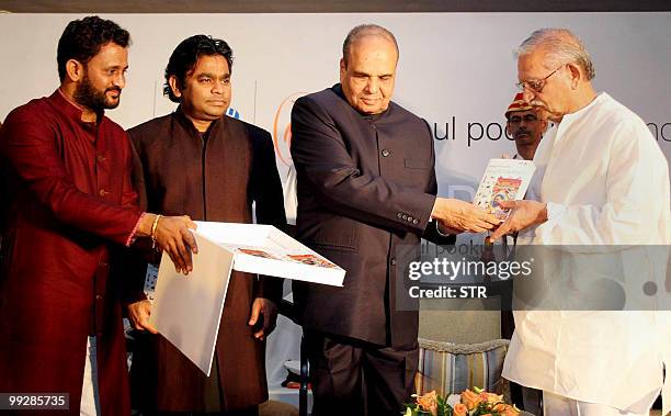 Indian Bollywood sound designer Resul Pookutty , A.R.Rahman , governor of the Indian state of Maharashtra, K.Sankara Narayanan and lyricist, Gulzar...