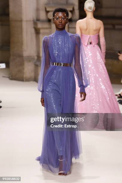 Model walks the runway during the Galia Lahav Haute Couture Fall Winter 2018/2019 show as part of Paris Fashion Week on July 4, 2018 in Paris, France.