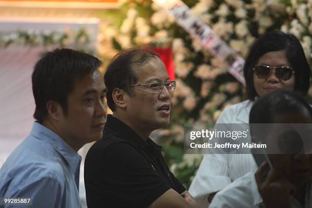 Benigno "Noynoy" Aquino is seen during a press briefing as he is unofficially announced as the 15th President of the Philippines on May 14, 2010 in...