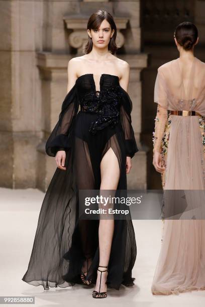 Model walks the runway during the Galia Lahav Haute Couture Fall Winter 2018/2019 show as part of Paris Fashion Week on July 4, 2018 in Paris, France.