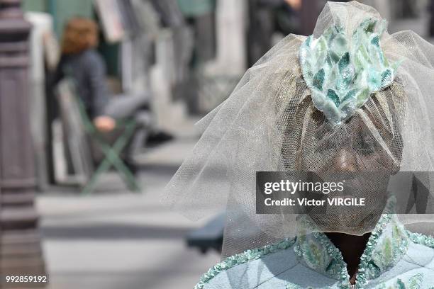 Adut Akech walks the runway during the Chanel Haute Couture Fall Winter 2018/2019 fashion show as part of Paris Fashion Week on July 3, 2018 in...