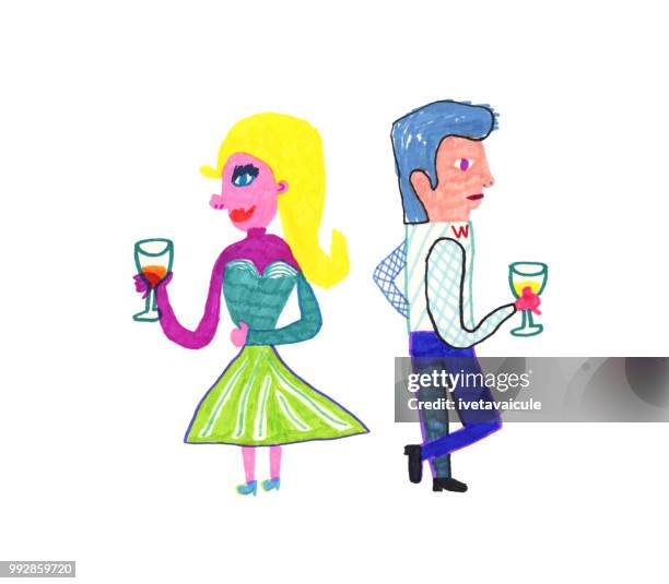 people having a drink - big hair stock illustrations