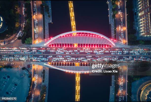 directly above the bridge, stacking 50 images overlay - xie liyao stock pictures, royalty-free photos & images