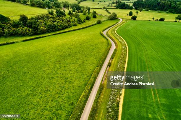 road in cotswolds countryside, england - cotswolds stock pictures, royalty-free photos & images