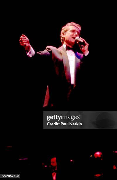 Comedian and television host Regis Philbin performs on stage at the Riverside Theater in Milwaukee, Wisconsin, March 19, 1994.