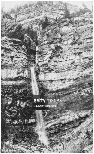 antique photograph of america's famous landscapes: cascade, ouray - ouray colorado stock illustrations