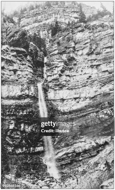 antique photograph of america's famous landscapes: cascade, ouray - ouray county stock illustrations
