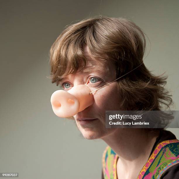 woman with a pig's nose - muzzle human stock pictures, royalty-free photos & images