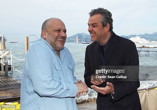 Actor Danny Huston and Director Eran Riklis attend the Danny Huston press breakfast during the 63rd Annual Cannes Film Festival at the Moet Salon on...