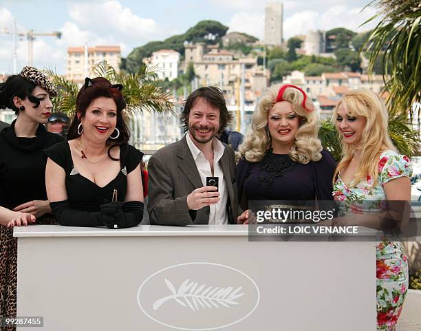 Actress Evie Lovelle, actress Kitten on the Keys, French director and actor Mathieu Amalric, actress Dirty Martini and actress Julie Atlas Muz pose...