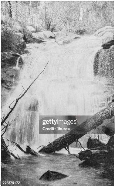 illustrazioni stock, clip art, cartoni animati e icone di tendenza di fotografia antica dei famosi paesaggi americani: phantom falls, north cheyenne canyon - 'ilbusca'