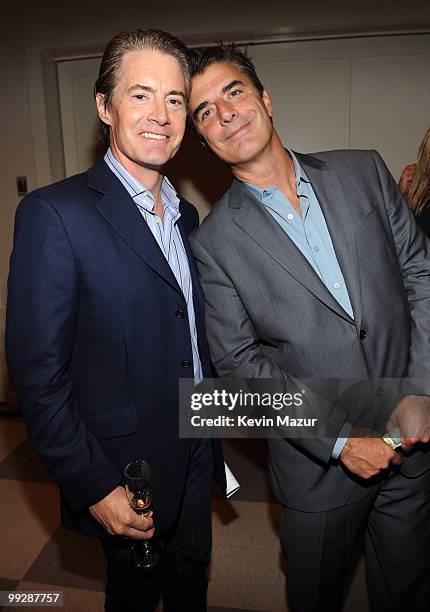 Exclusive* Kyle MacLachlan and Chris Noth backstage during the Almay concert to celebrate the Rainforest Fund's 21st birthday at Carnegie Hall on May...