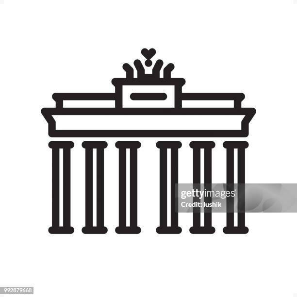 brandenburg gate - outline icon - pixel perfect - city gate stock illustrations