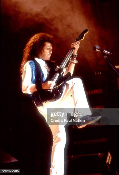Guitarist Andy Taylor of Power Station performs on stage at the Poplar Creek Music Theater in Hoffman Estates, Illinois, August 13, 1985.