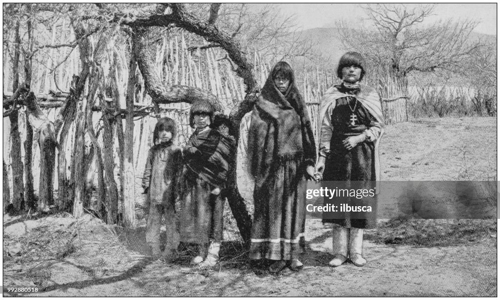 Antique photograph of America's famous landscapes: Family of Pueblo Indians, New Mexico