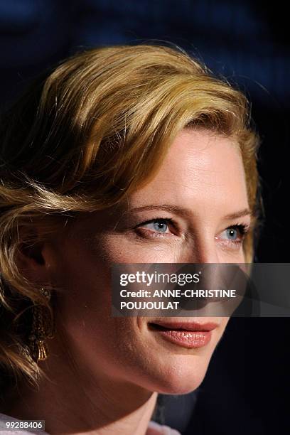 Australian actress Cate Blanchett speaks during the press conference of "Robin Hood" presented out of competition at the 63rd Cannes Film Festival on...