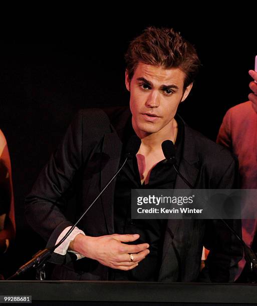 Actor Paul Wesley accepts an award onstage at the 12th Annual Young Hollywood Awards at the Wilshire Ebell Theatre on May 13, 2010 in Los Angeles,...