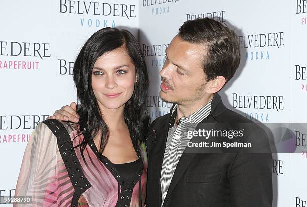 Leigh Lezark of The MisShapes and Designer Matthew Williamson attend the Belvedere Pink Grapefruit launch party at The Belvedere Pink Grapefruit...