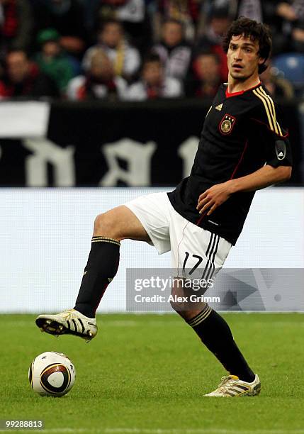 Mats Hummels of Germany runs with the ball during the international friendly match between Germany and Malta at Tivoli stadium on May 13, 2010 in...