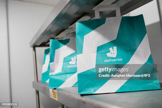 Shared kitchen that allows restaurants to reach new customers inaugurated by Deliveroo on July 3, 2018 in Saint-Ouen, France. It is the first French...