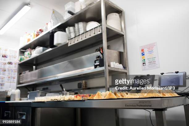 Shared kitchen that allows restaurants to reach new customers inaugurated by Deliveroo on July 3, 2018 in Saint-Ouen, France. It is the first French...
