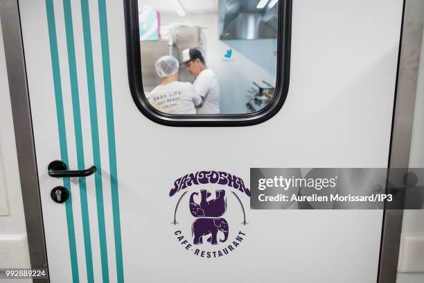 Shared kitchen that allows restaurants to reach new customers inaugurated by Deliveroo on July 3, 2018 in Saint-Ouen, France. It is the first French...