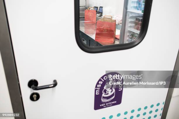 Shared kitchen that allows restaurants to reach new customers inaugurated by Deliveroo on July 3, 2018 in Saint-Ouen, France. It is the first French...